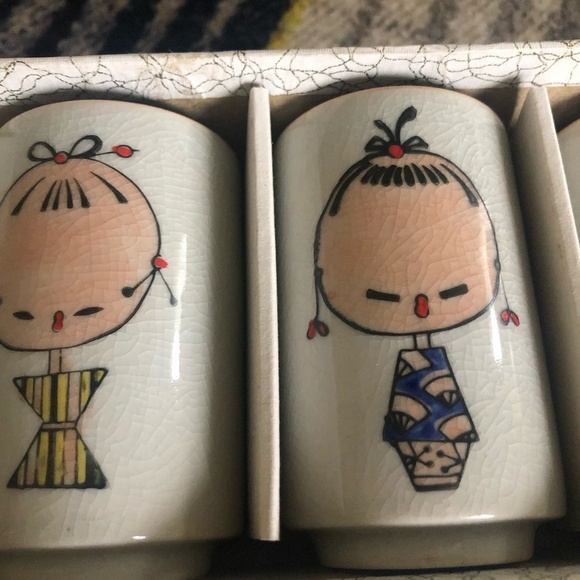 VINTAGE OTAGIRI OMC JAPAN KOKESHI GIRLS SET OF 6 SMALL CUPS - Picture 5 of 14
